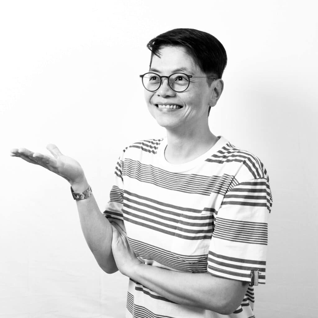 Black and white headshot of Juno Chen, Office Manager at Pilotfish